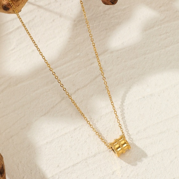 NEW💎18K Gold Plated Dainty Necklace*Barrel Necklace*AR - Picture 4 of 5